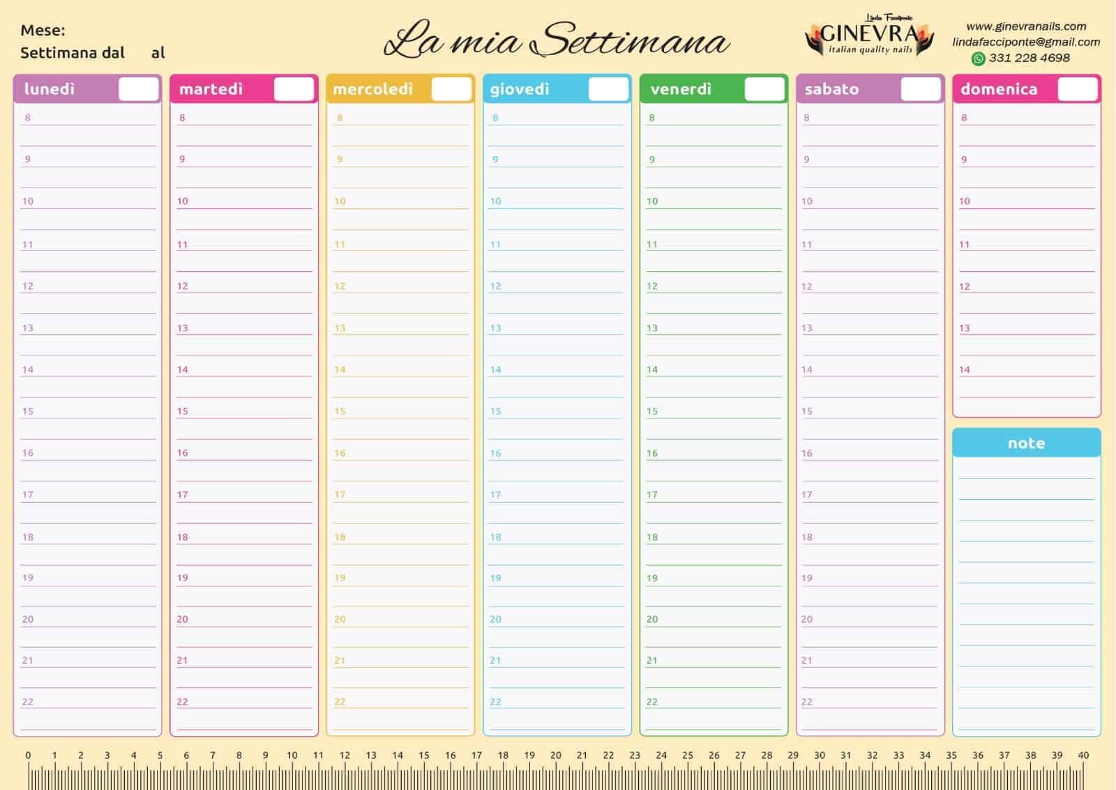 Planning perpetuo settimanale A3 - GINEVRA Nails